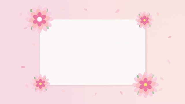 Floral pattern card frame background animation with pink flowers, petals