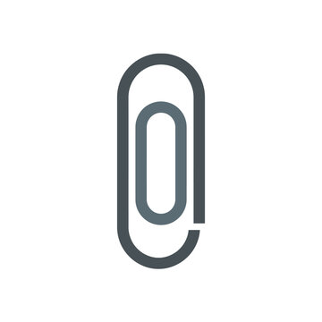 Grey paperclip office supply vector icon symbol isolated on background