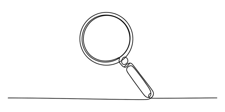 Magnifying glass line art drawing isolated on white background isolated on transparent background