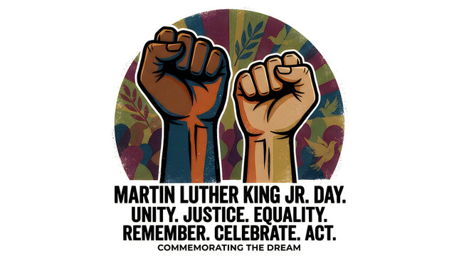 Fists raised unity equality martin luther king day vector