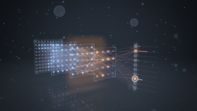 Neural Network Backpropagation Training Wave Through Glowing Layers Seamless Loop