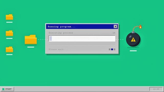 Retro Computer System Crash and Fatal Error Animation
