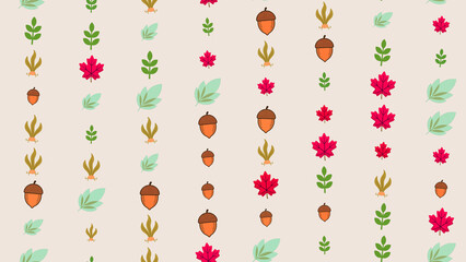 Autumn Pattern with Acorns and Leaves © murni