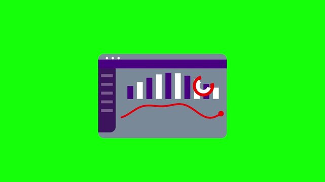 Business Data Dashboard Animation on Green Screen