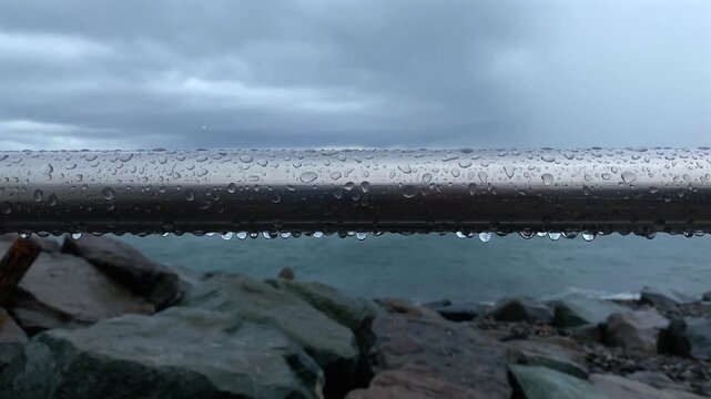 Rough waves wash over dark rocks along the Black Sea coast, illustrating marine weather conditions for coastal monitoring, travel reporting and shoreline safety communication in Batumi