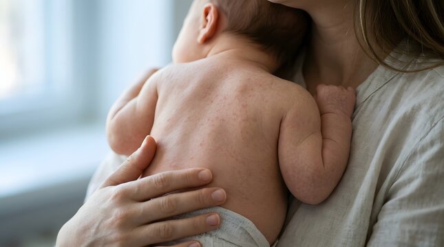 Loving mother cradling her newborn baby close in a tender moment of care