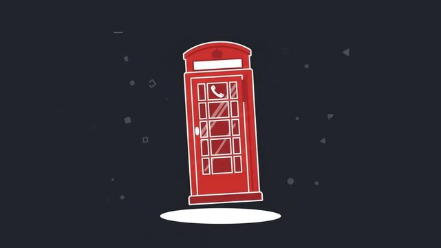 Red telephone booth illustration is displayed on a dark background with ample copy space.