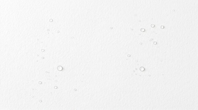 Water droplets on smooth white textured surface with droplets scattered