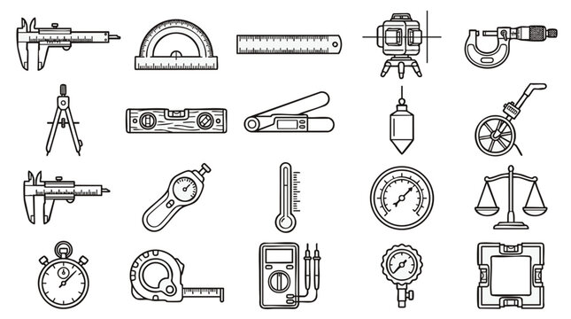 Detailed vintage illustration of precision drafting and measuring equipment set, concept for industry publications, design suppliers and technical manuals