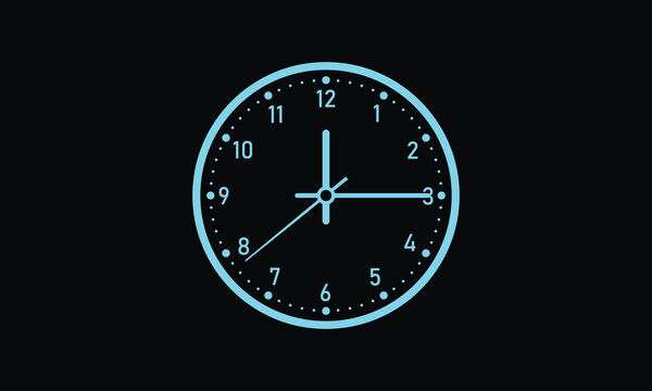 clock animation design featuring a thin cyan dial and precise time markers. Graphics for website design, mobile applications, infographic projects, and commercial vector illustrations.
