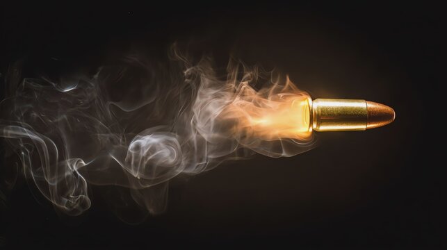 A bullet in motion with smoke effect.
