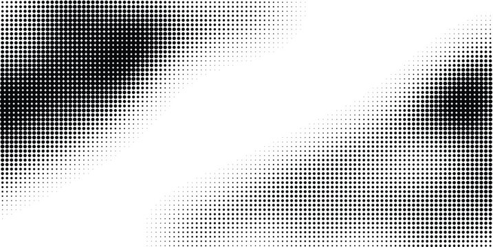 Abstract halftone dotted background vector black and white dot pattern, comic pop art gradient texture, design element