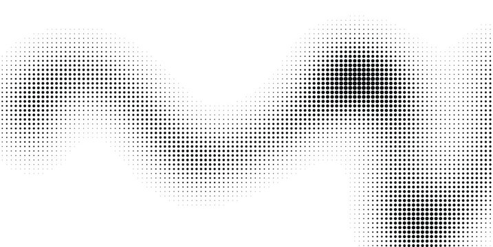 Abstract halftone wave pattern dot background vector design futuristic monochrome dotted wave stream flow shape