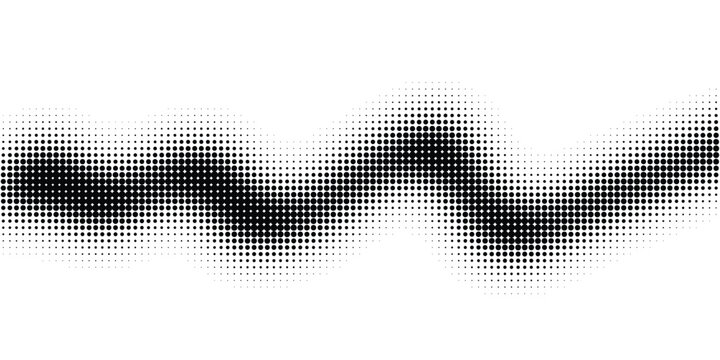 Halftone wave dots vector texture retro halftone element comic background black dots wave pattern