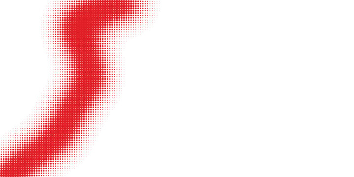 Abstract red halftone wave shape pattern, modern design element, vector graphic