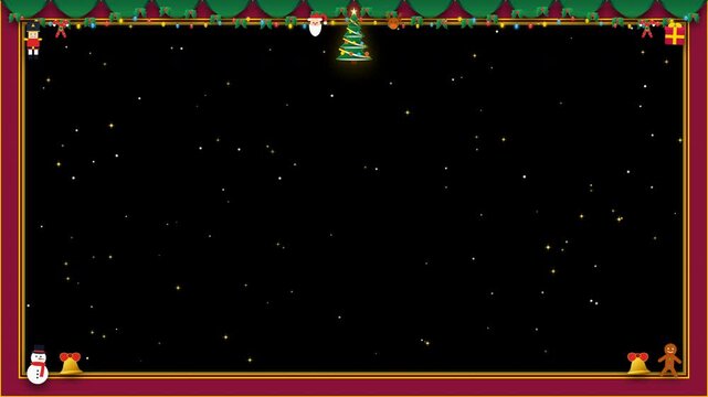 Elegant Christmas Frame  Garland Border on Dark Background for Your Text.