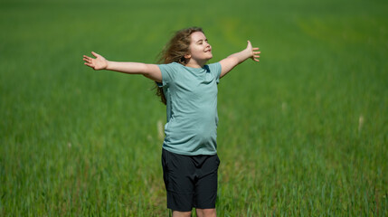 Naklejka premium Wellness grows through mindful outdoor recreation. Wellness supports healthy child lifestyle. Summer wellness feels peaceful and natural. Child wellness brings positive happiness.