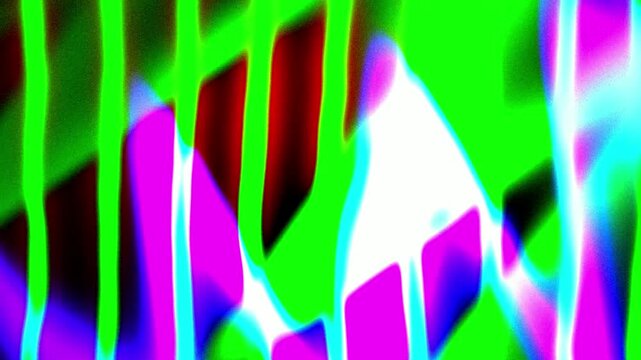 Neon green and magenta liquid stripes shifting with grainy texture