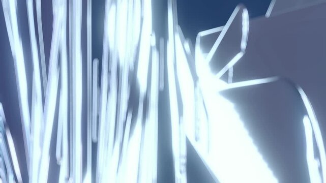 Glowing white neon streaks rushing over a steel blue background