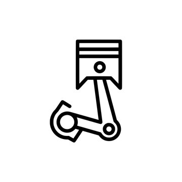 Engine piston connecting rod crankshaft outline line art vector icon