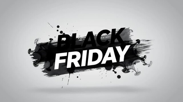 Black Friday Sale Ink Splatter Motion Graphic with Dynamic 3D Typography and Smoke Flare Explosion on Clean Studio Background
