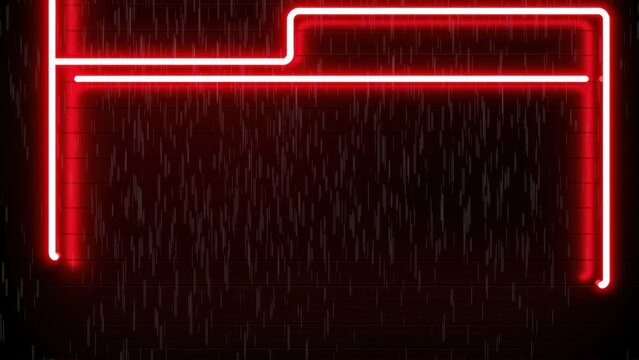 Red neon folder icon against dark textured background. Simple design, bright illumination, modern aesthetic. Minimalist representation.