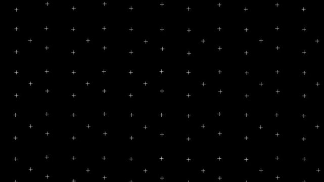 Minimal White Plus Cross Icons Opacity Animation on Black Background for Digital Technology Interface Abstract Pattern and 4K Motion Graphics
