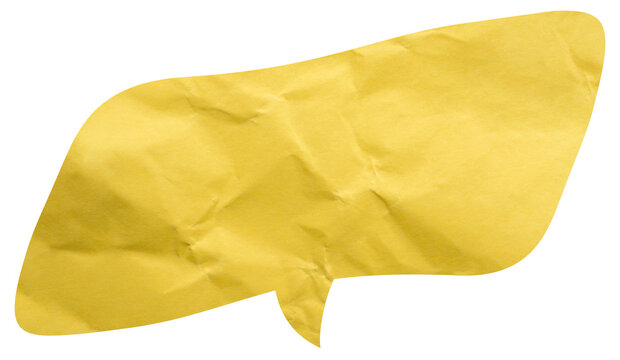 Slanted yellow paper speech bubble with central lower tail