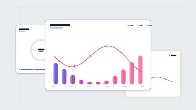 Animated business dashboard showing financial growth and data analytics charts for corporate reports