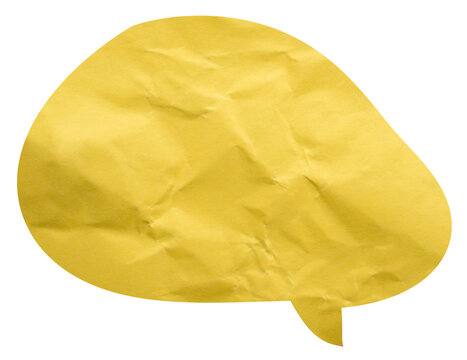 Rounded yellow paper speech bubble with short right tail