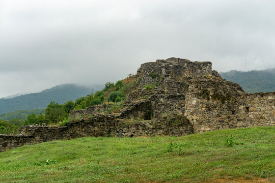 Medieval fortress and ruins of an old settlement. Dmanisi Sioni cathedral, historic site, settlement. Georgia