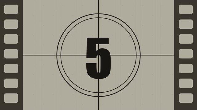 Vintage Film Leader Countdown 4K Retro Movie Start Screen Motion Overlay