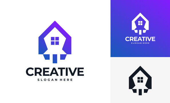 Rocket house technology designs logo template, Creative cool future tech business investment idea designs concept