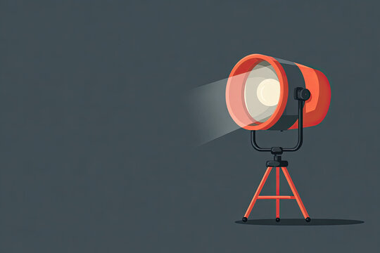 Lamp illumination icon in flat style.  Movie spotlight. 