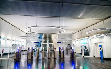 Fototapeta premium Mairie d'Aubervilliers, a modern metro station in Paris, France on July 20, 2022.