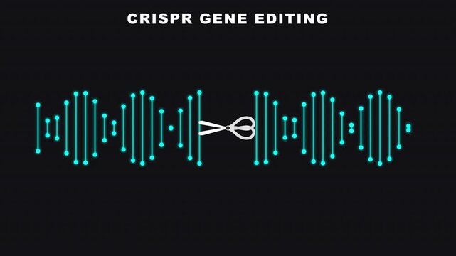 CRISPR Gene Editing DNA Sequence Molecular Scissors Motion Graphic with Alpha Channel