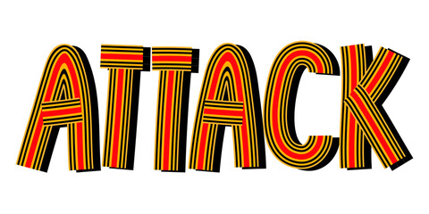 Attack word png hand drawn concentric font doodling typography © Rawpixel.com