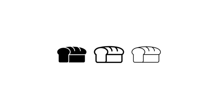 Loaf of bread icon set including solid silhouette and outline styles.