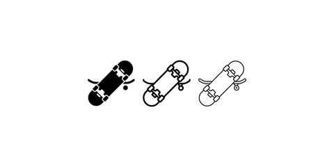 Skateboard icons set showing three classic board designs for active sports. © 扁平化图标 