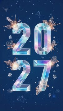 Colorful 2027 numbers with fireworks burst