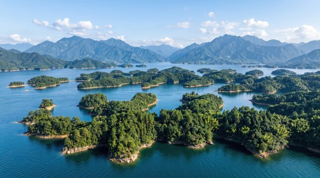China Qiandao Lake Reservoir Island Landscape