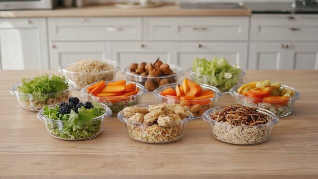 Prepared ingredients for healthy meal planning