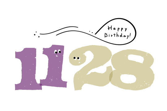 数字イラスト シンプルでかわいい日付素材 11月28日