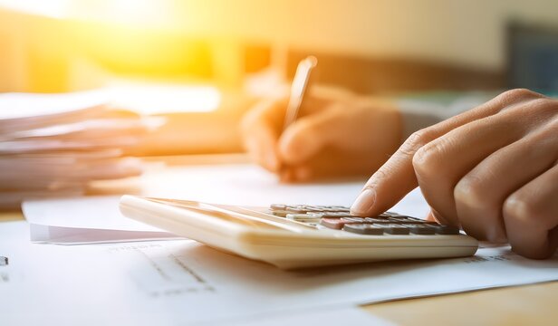 Paar mittleren Alters verwaltet Finanzen auf dem Sofa: Inflation, Budgetierung und Gruppeneinkaufsl&ouml;sungen	