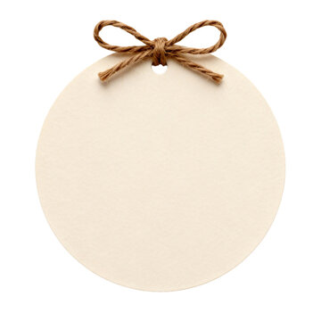 Blank Round Paper Tag with Brown Twine Bow for Labeling