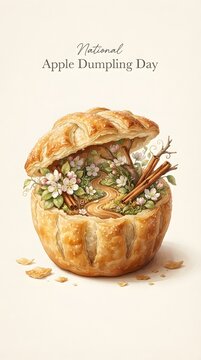 National Apple Dumpling Day celebration with golden baked pastry