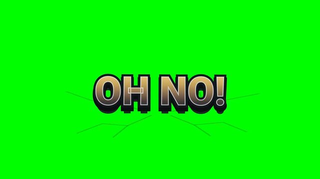 Oh No Comic Style Text Animation with Ground Crack Effect on Green Screen