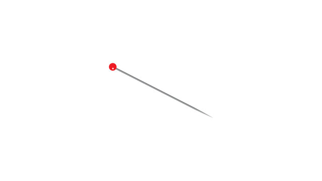 Red Head Straight Sewing Pin with Sharp Metallic Needle Isolated on White Background, Minimal Sewing Tool PNG Clipart