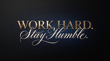 Fototapeta premium Work Hard Stay Humble Motivational Quote Elegant Metallic Typography