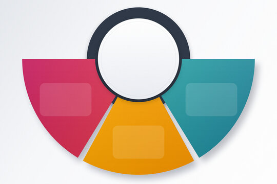 Modern 3 step circular semi circle infographic diagram template for business presentation layout